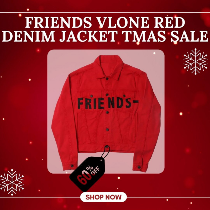 Friends Vlone Red Denim Jacket: 