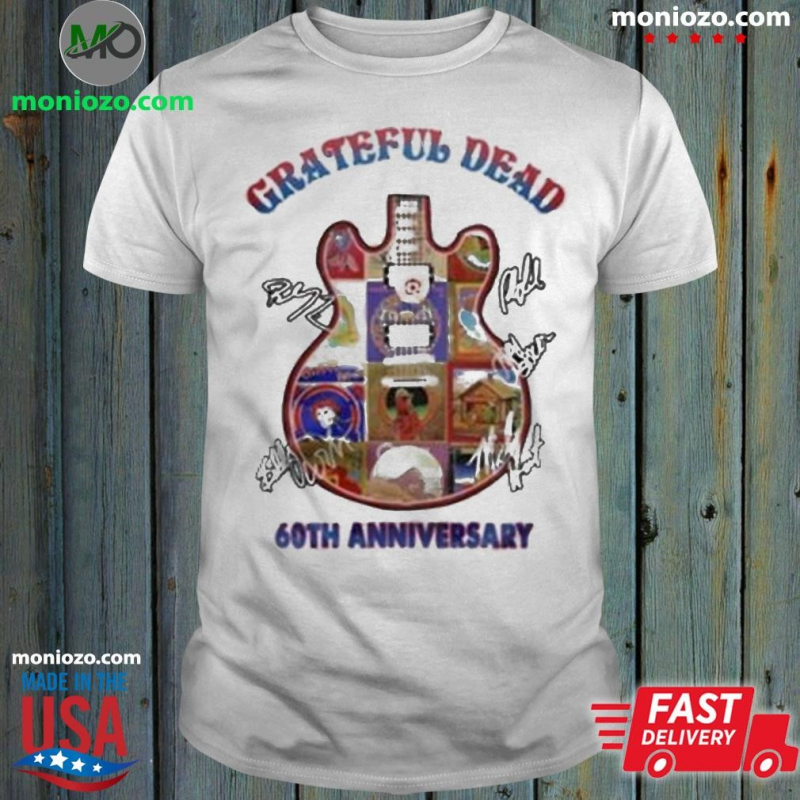 Official Grateful Dead 60th Anniversary Signatures White T Shirt: 