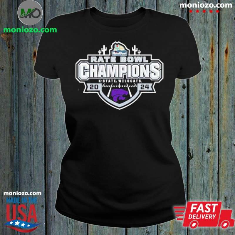 Official Kansas State Wildcats Champions 2024 Rate Bowl Champions NCAA College Football Bowl Vintage Tee Shirt: 