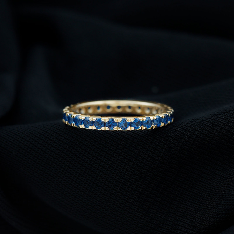 Lab Grown Blue Sapphire Full Eternity Band Ring: 