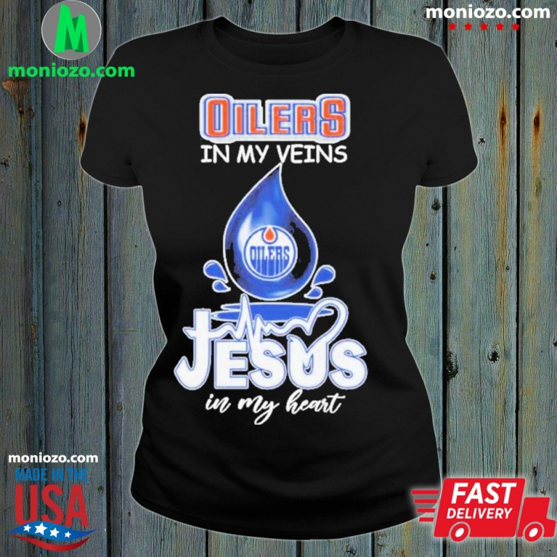 Official Edmonton Oilers In My Veins Jesus In My Heart Logo Shirt: 