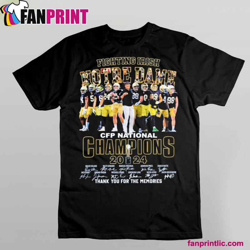 Notre Dame Fighting Irish CFP National Champions 2024 Signature Thank You For The Memories Shirt