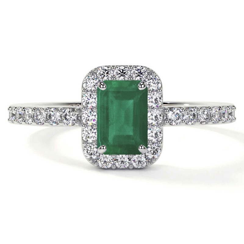14k White Gold Standard Real Emerald Ring | GemsNY: 