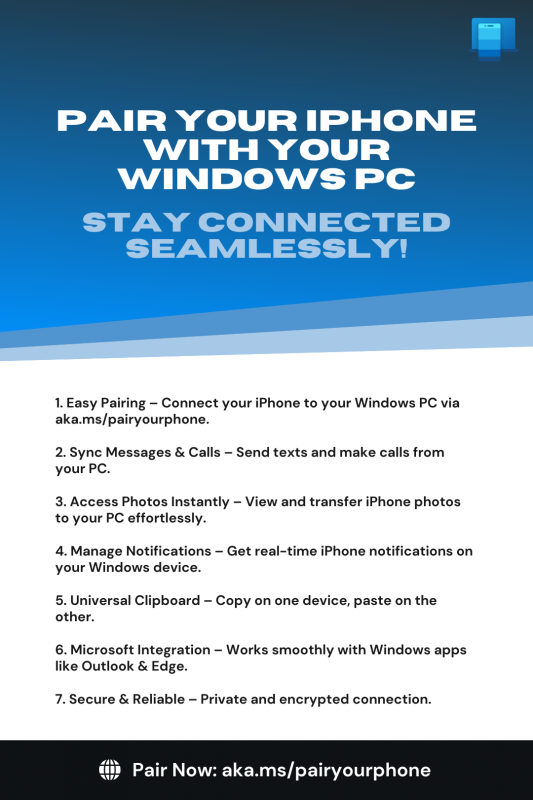 Link Your iPhone to Windows with Ease – aka.ms/pairyourphone: 