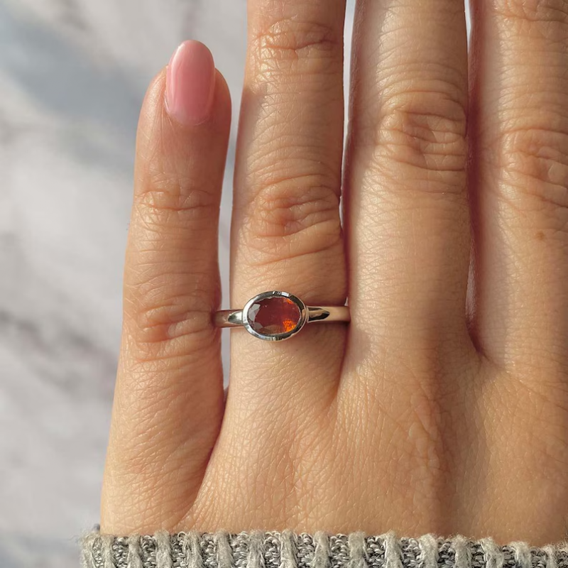 Radiant Orange Kyanite Ring in Sterling Silver: 