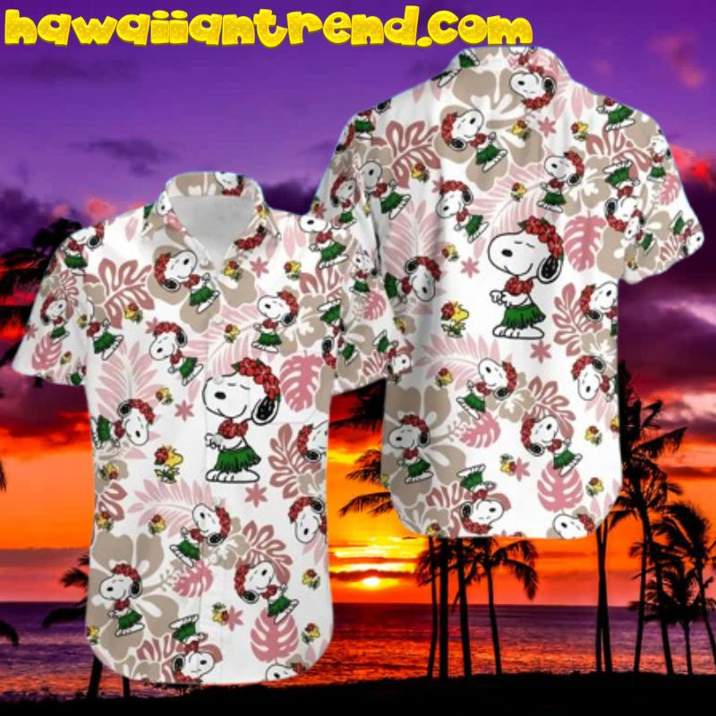 Snoopy is Dancing Hawaii Shirt Pink: 