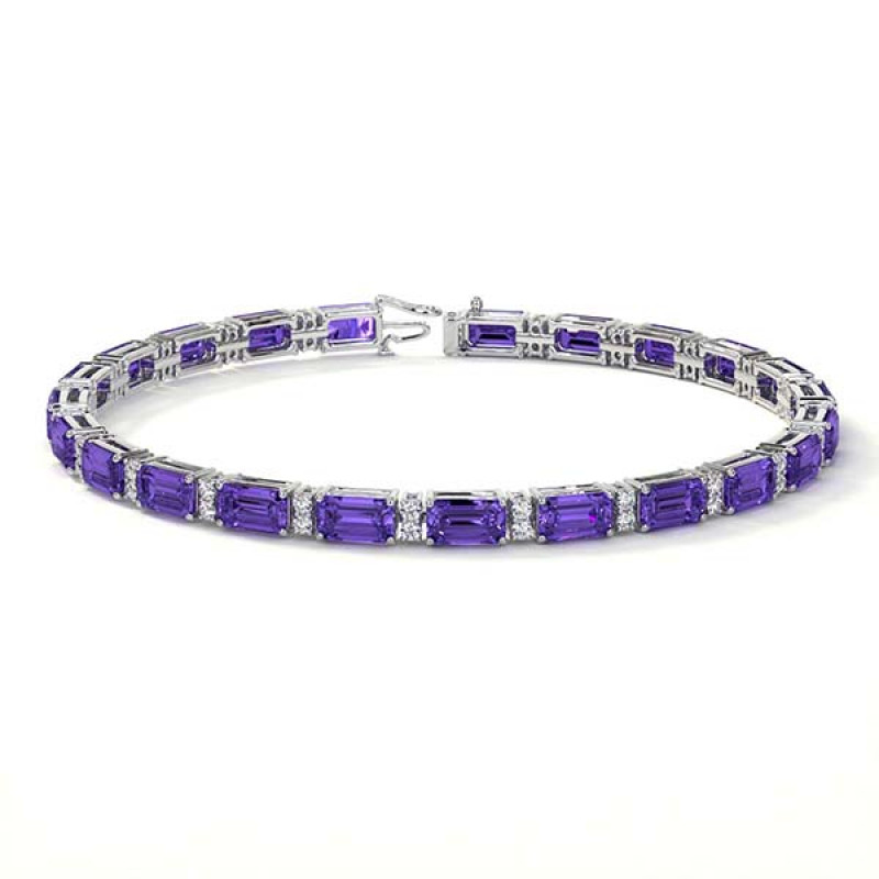8.51cttw. Tanzanite Emerald Cut Diamond Bracelet: 
