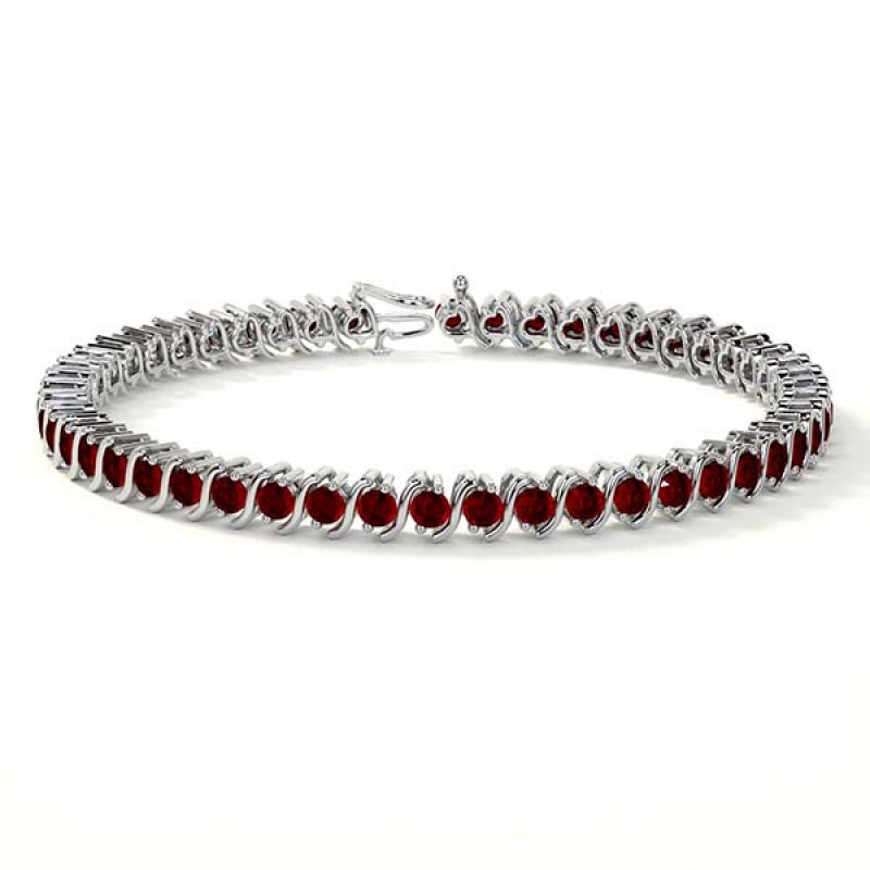 Shop Natural Ruby Bracelet in 14K White Gold: 