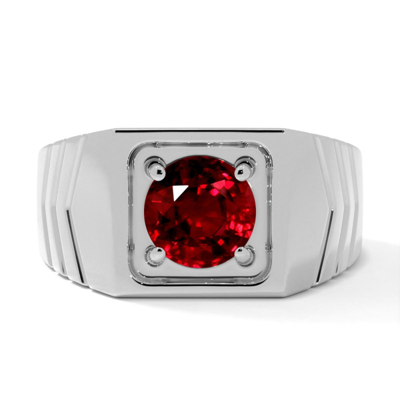 Prong Setting With Ruby Men's Ring: 