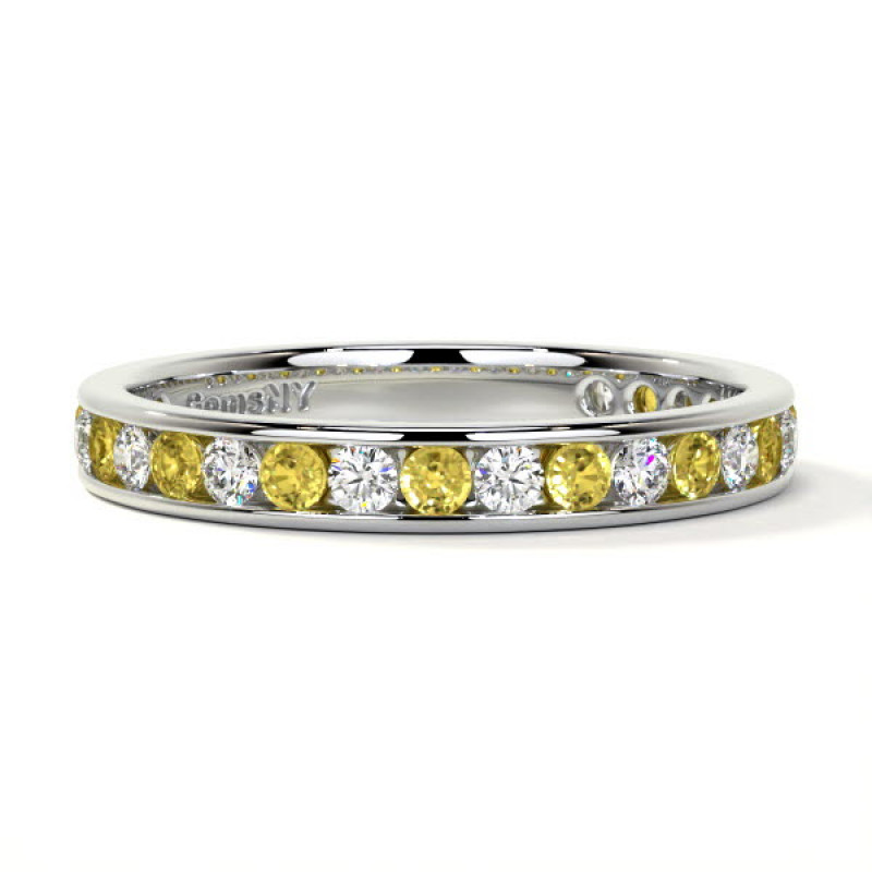 0.91cttw-Yellow Sapphire Round Channel Wedding Ring: 