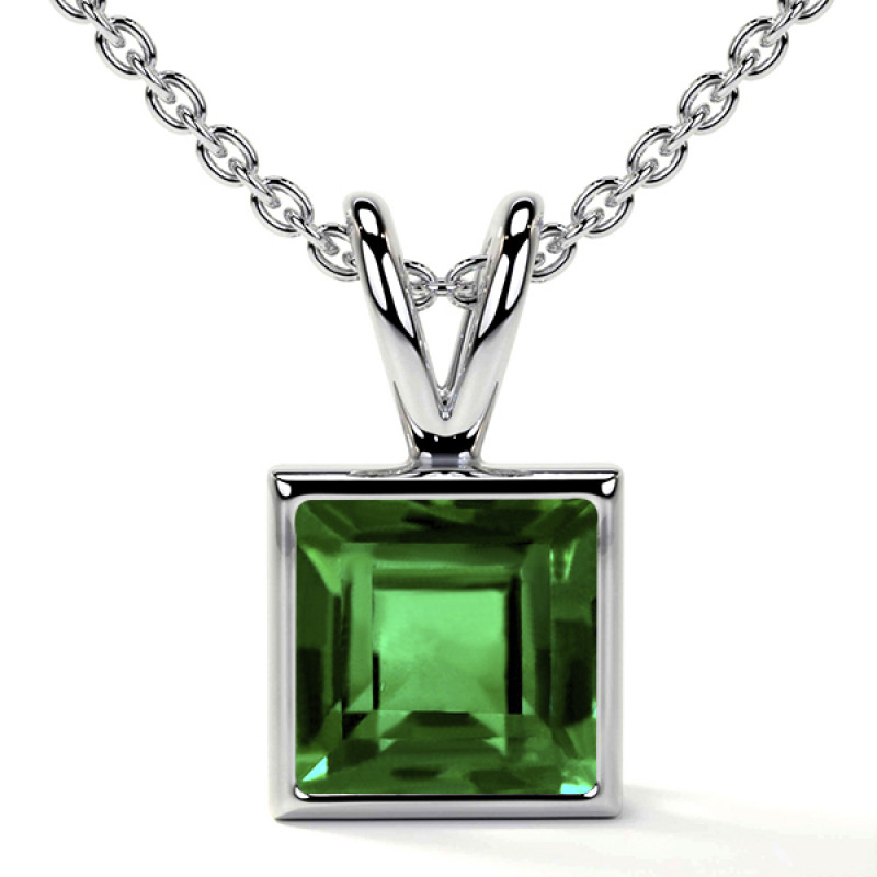 Bezel Set Solitaire Pendant Setting With Emerald Pendant: 