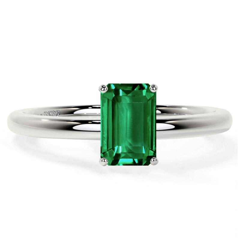 Shop Emerald Cut Traditional Solitaire Emerald Rings: 