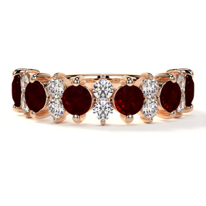 Natural Diamond With Ruby Eternity Ring: 