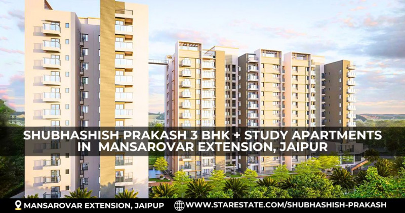 3 BHK + Study Apartments In Jaipur’s Mansarovar Extension: 