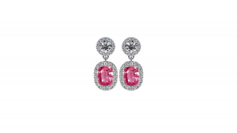 Natural Diamonds With Pink Sapphire Earrings Online GemsNY: 