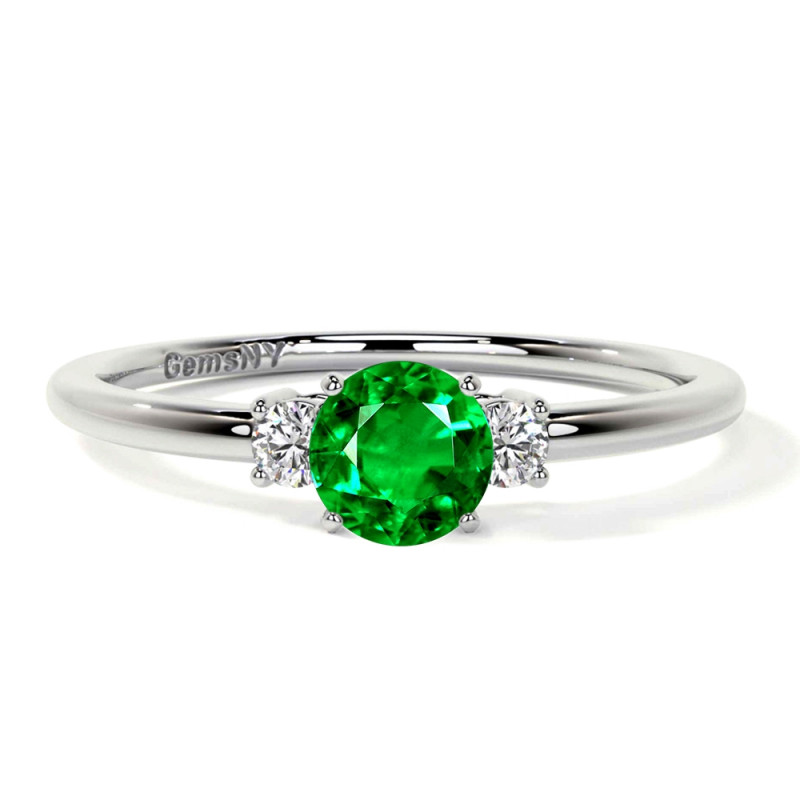 Classic Style Lab Grown Emerald Engagement Ring: 