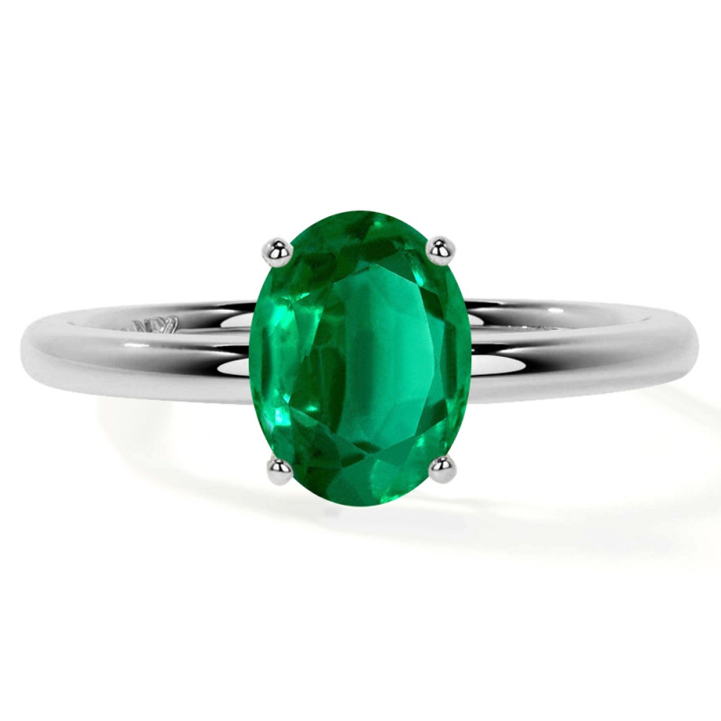 0.75carat Emerald Oval Traditional Solitaire Ring: 