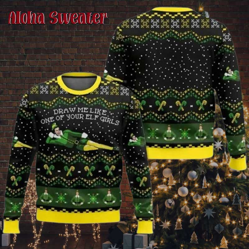 Draw Me Like One Of Your Buddy Ugly Christmas Sweater: 