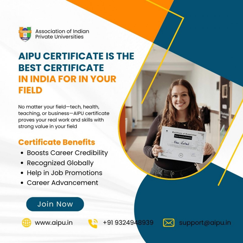 AIPU certificate is the best certificate in India for in your field: 