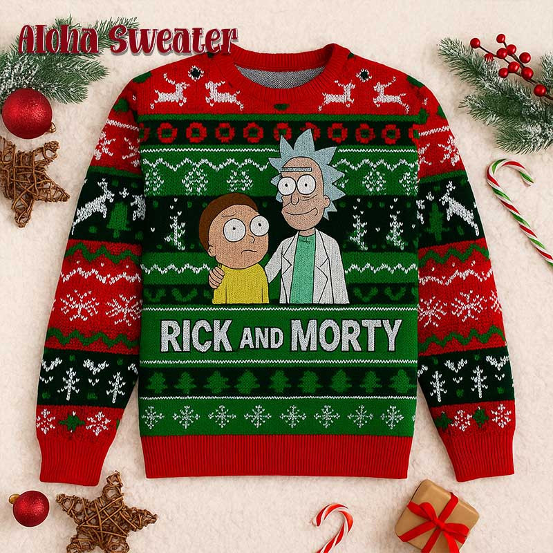 Funny Cartoon Rick And Morty Ugly Christmas Sweater: 