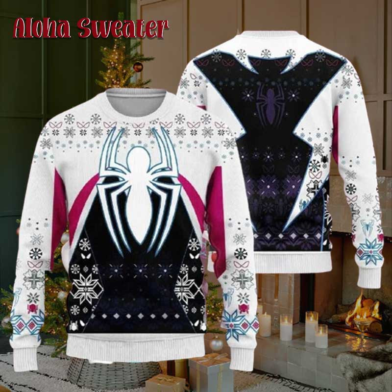 Ghost Spider Gwen Stacy Ugly Christmas Sweater: 