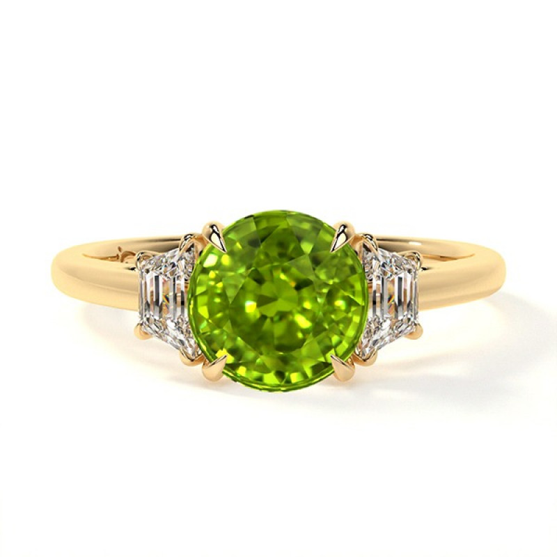 Trapezoid Diamonds Peridot Rings Perfect Gift for Loved Ones: 