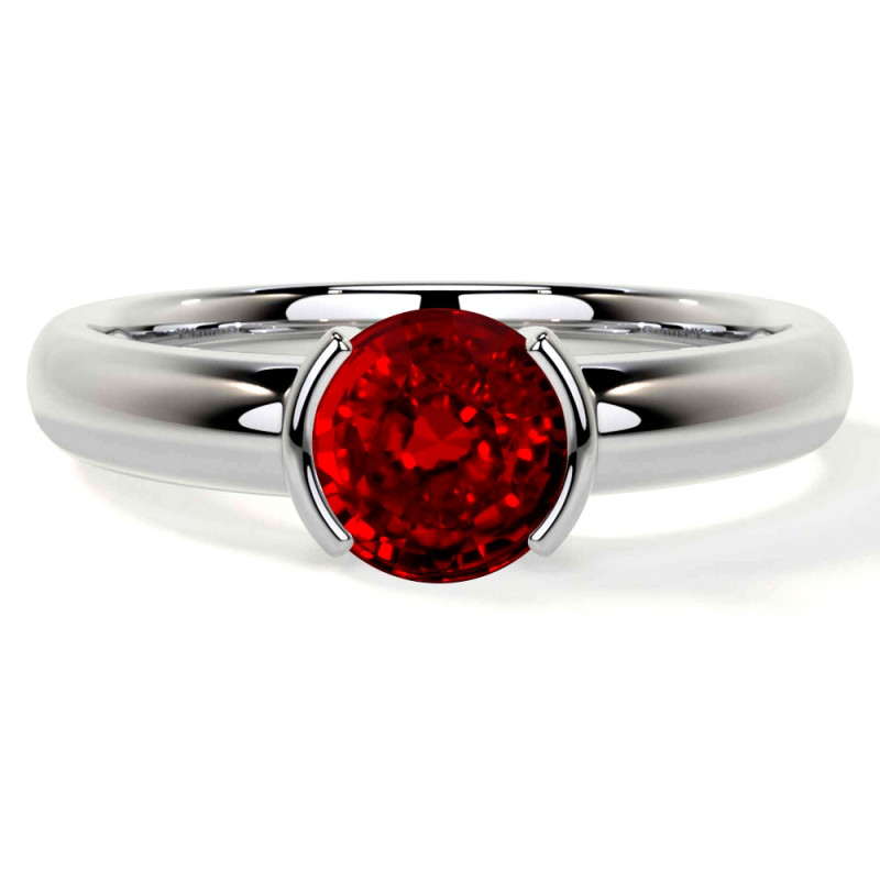Elegant Round Shape Women Ruby Solitaire Ring: 