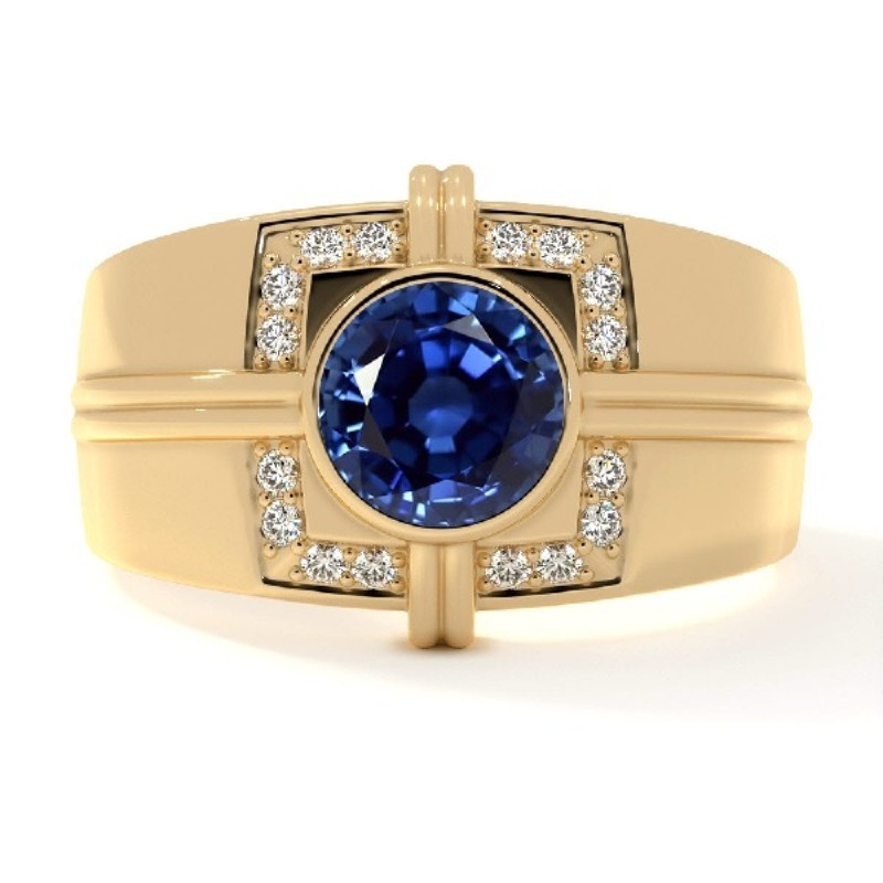 Buy 18K Yellow Gold Bezel Set Engagement Rings for Men at GemsNY: 