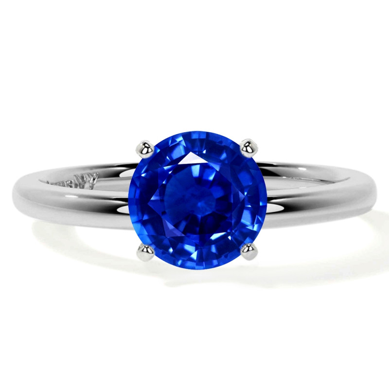 Cyber Monday Sale  Limited Offer: Natural Blue Sapphire Round Solitaire Ring: 