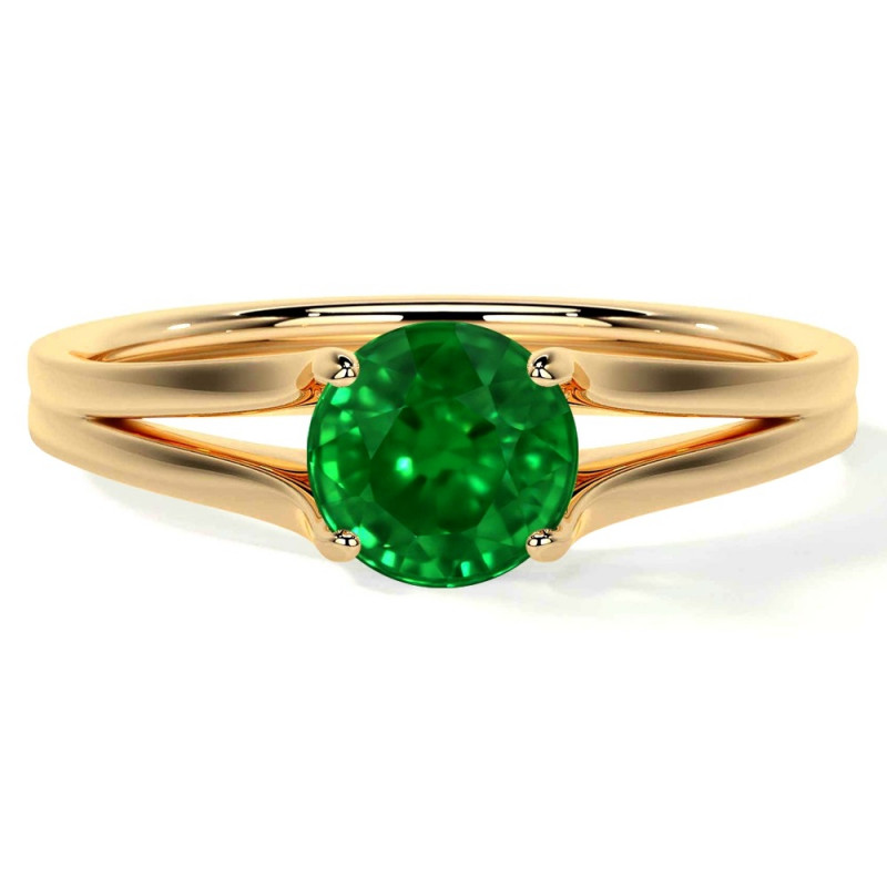 18K Yellow Gold GIA Certified 0.50cts Solitaire Emerald Rings: 