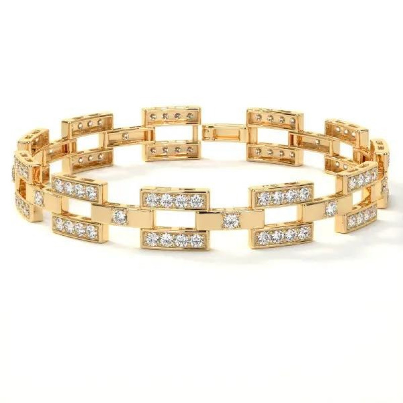 Diamond Bracelet for Men – 3.97 cttw Round Pave Lab Diamond Bracelet for Men: 