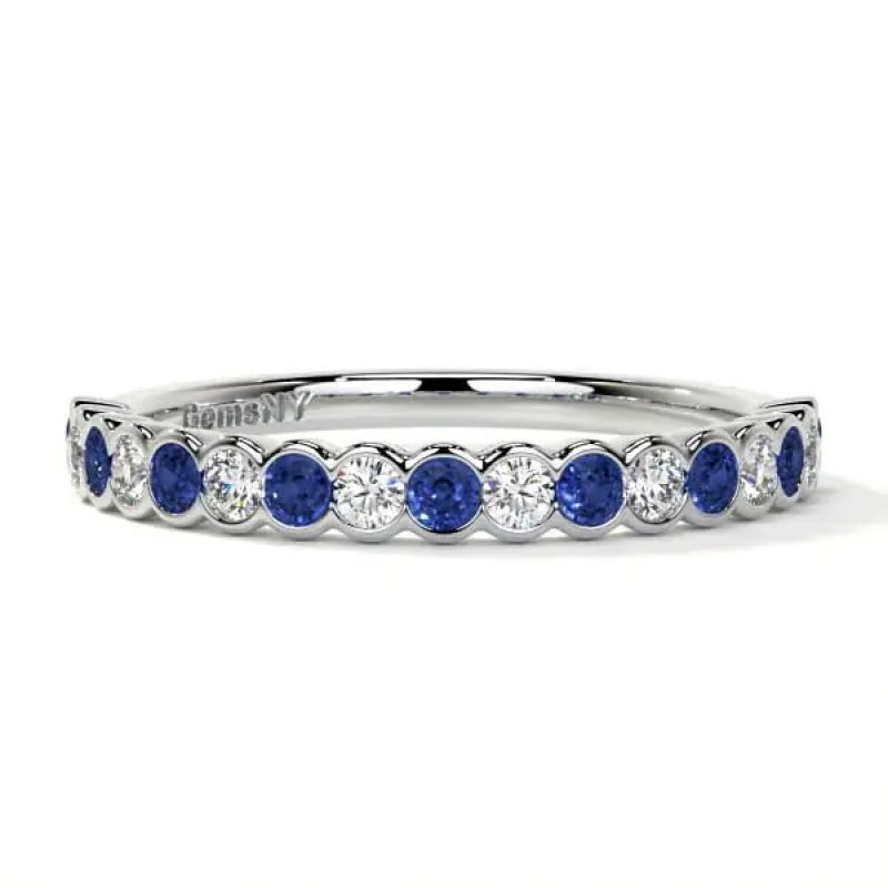 Diamond & Sapphire Half Eternity Ring – Men’s Wedding Rings: 