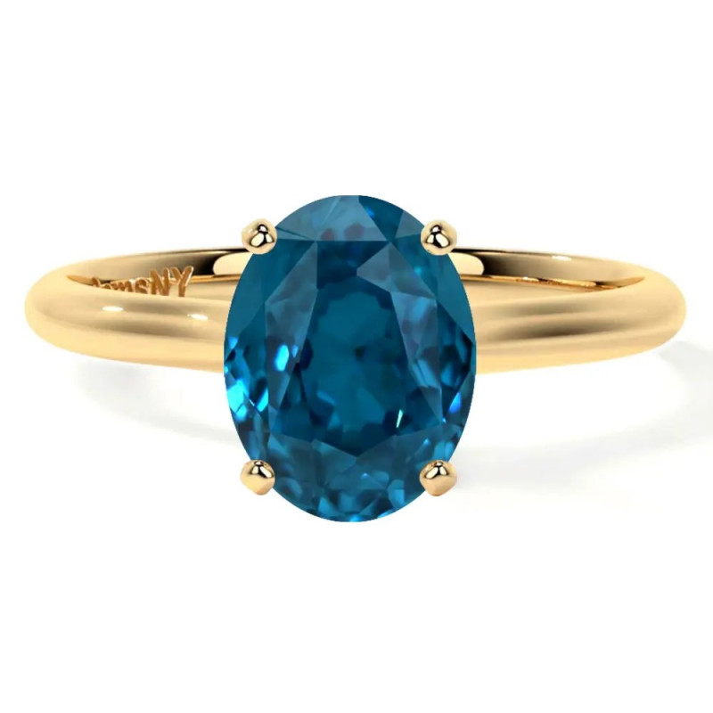 Natural Oval London Topaz Love Rings (0.75cts) AAAA Quality: 