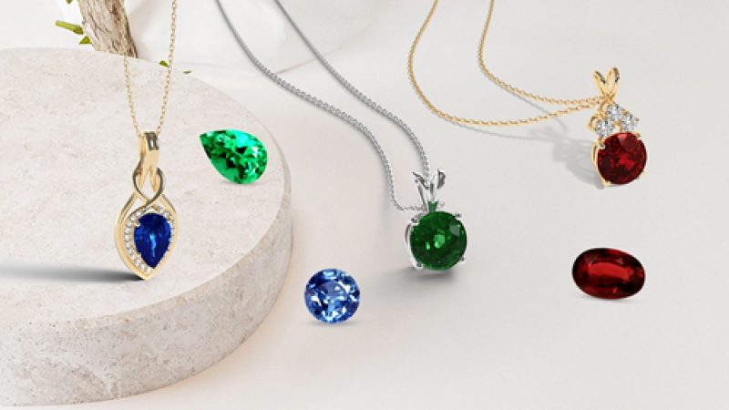 Unique Gemstone Pendant Necklace Online with Certified Stones: 