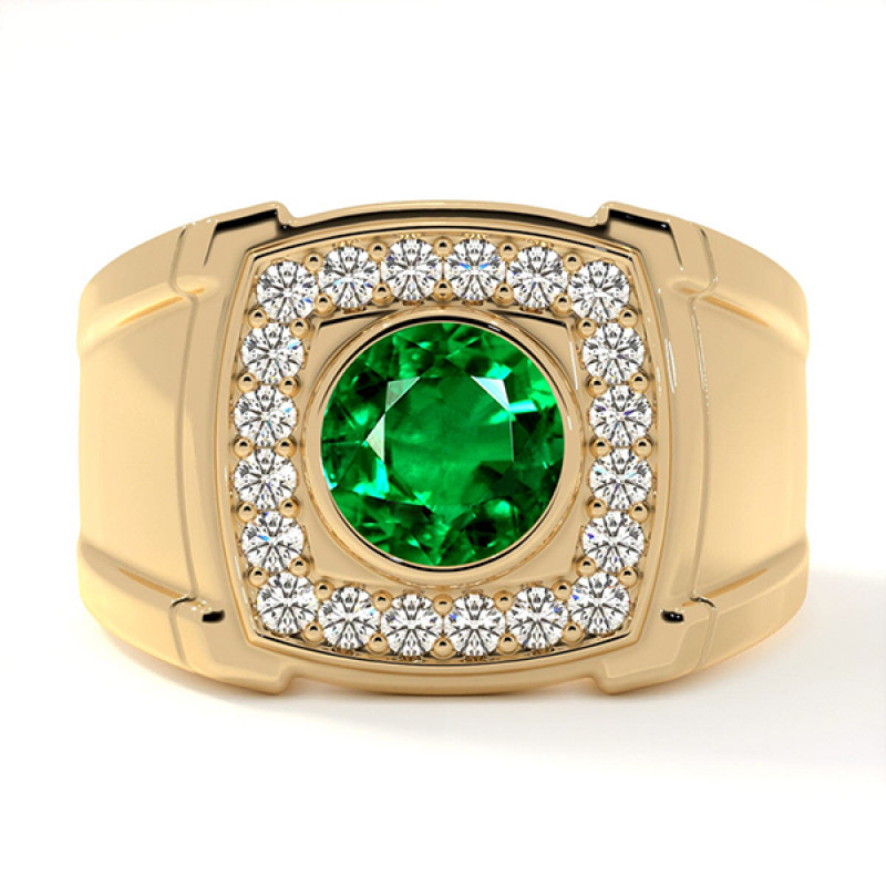 Elegant Emerald 14k Gold men’s wedding rings: 