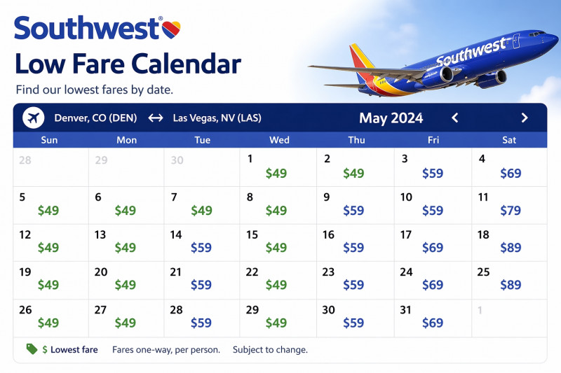 Southwest Low Fare Calendar +1-833-641-1988: 