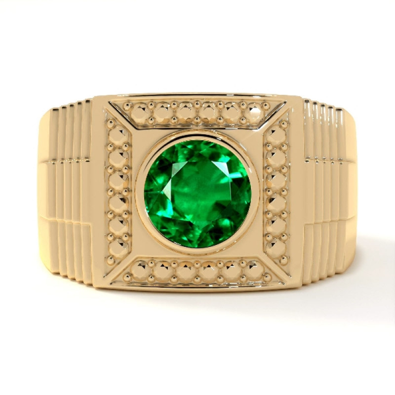 Green Emerald Gold Band mens emerald wedding band: 