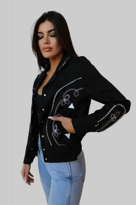 Women's Black Bolero Jacket: Elegant Western Style with a Modern Edge: 