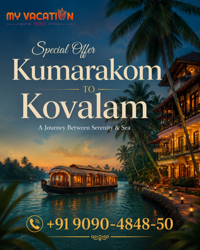 Special Offer Kumarakom to Kovalam Tour Package +91 9090-4848-50: 