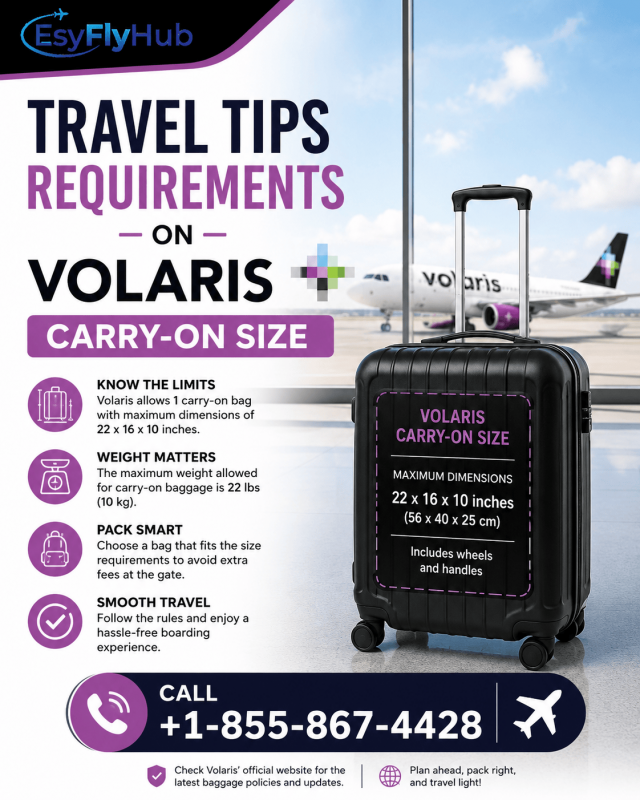 Travel Tips Requirements on Volaris Carry-On Size +1-855-867-4428: 