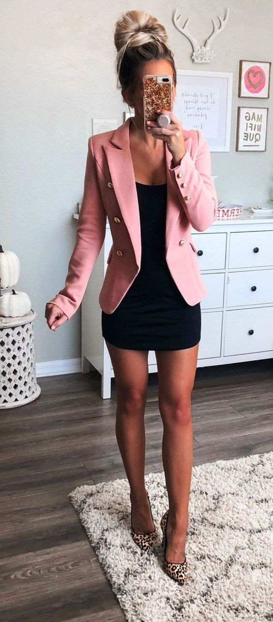 Pink and black colour outfit, you must try with business casual, blazer, classy professional outfits, formal outfits: 