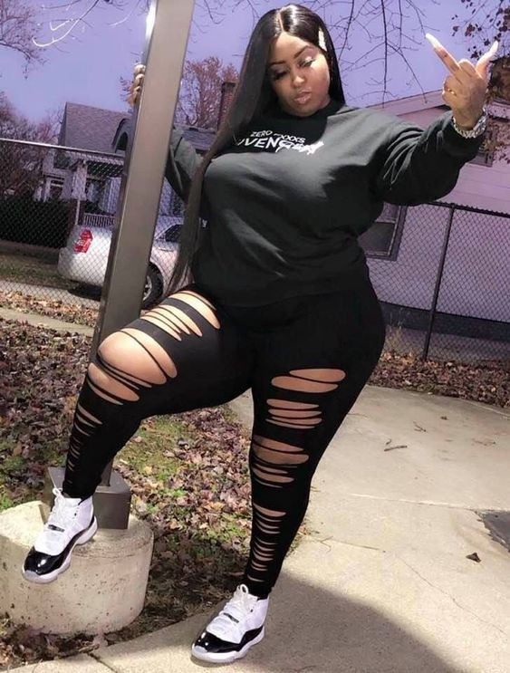 Baddie big girl outfits plus size clothing, flash photography: 