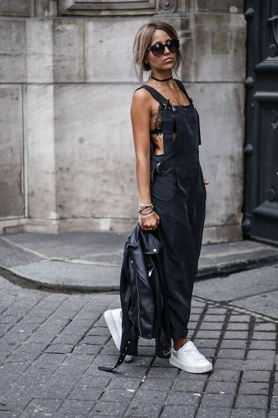 Black outfit ideas with trousers, cute overalls, casual jumpsuit dress, stylish outfits