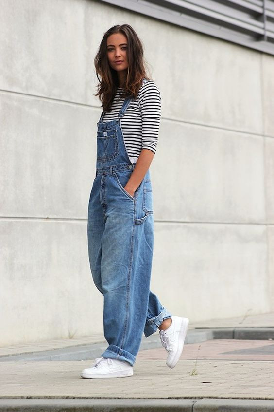 Oversized dungaree outfits, dress shirt, denim, beautiful romper suit ...