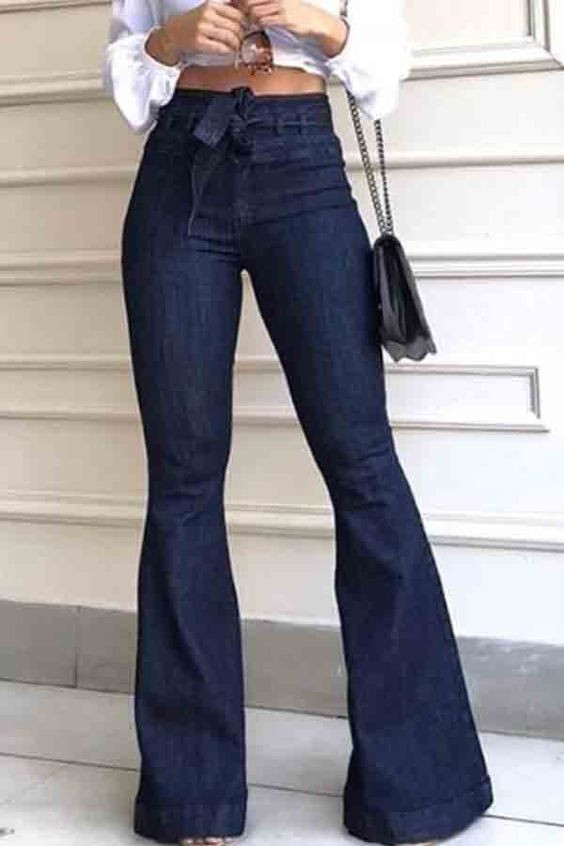 Colour outfit, you must try flare pants jeans, wide leg jeans