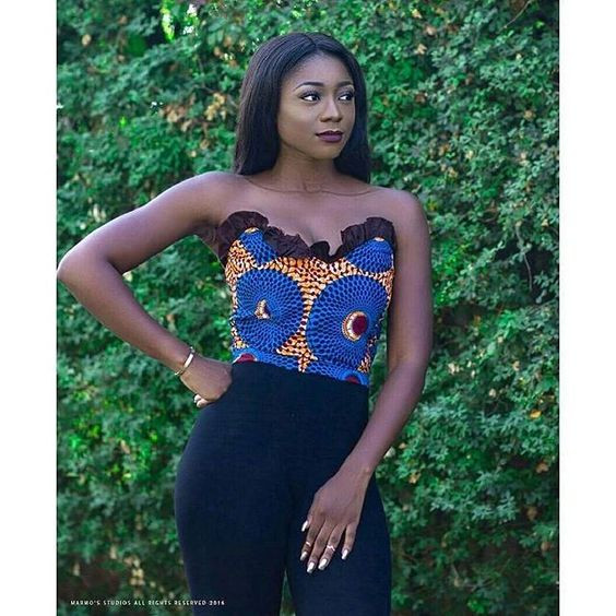 Azure style outfit with strapless dress, pencil skirt, ankara styles, ankara corset tops: ankara tops,  Ankara Inspirations  