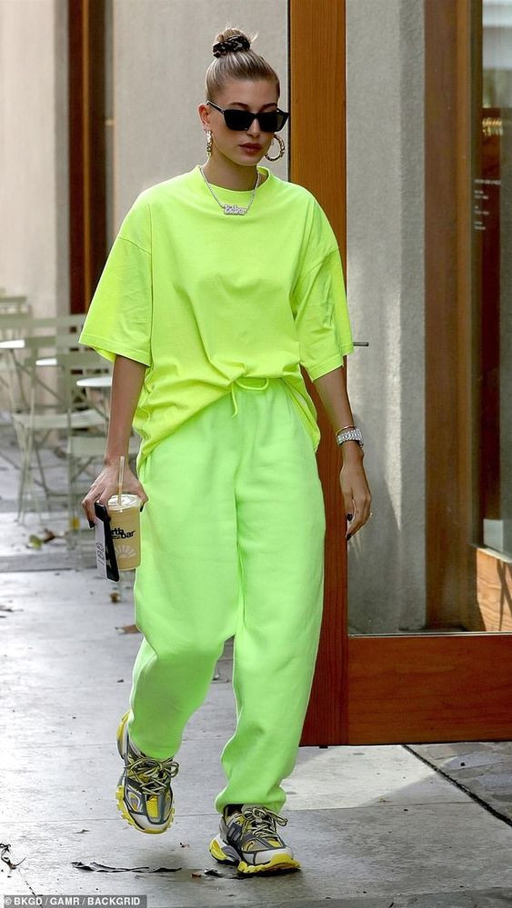 Cute outfit ideas neon green shirt, street fashion: Street Outfit Ideas,  Neon Dress  