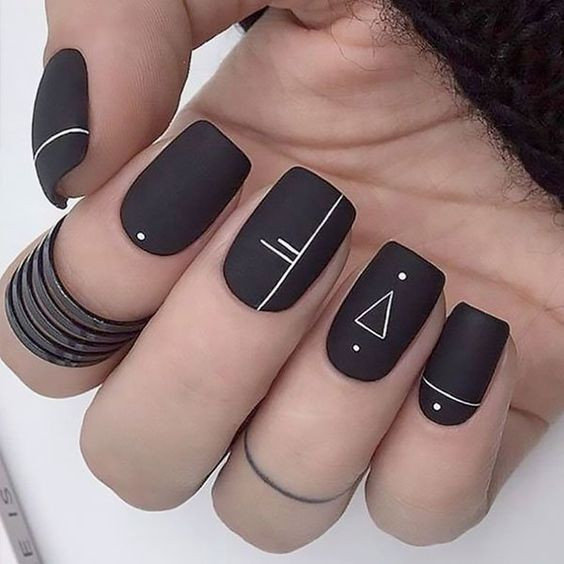 Black Nail Designs With White Lines: Nail art  