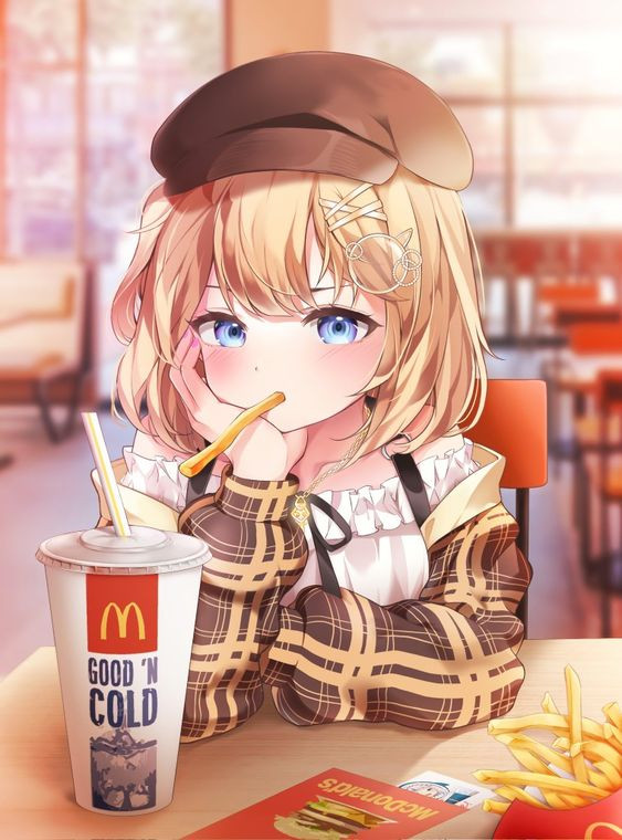 Outfit inspo anime girl mcdonalds, brown hair | cool anime girl: Cute Anime  