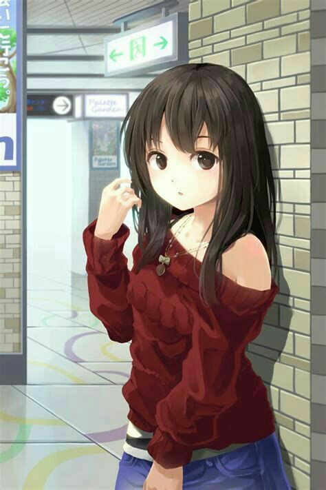 Anime girl wearing red sweater | sexy anime girl pics: Anime Girl  